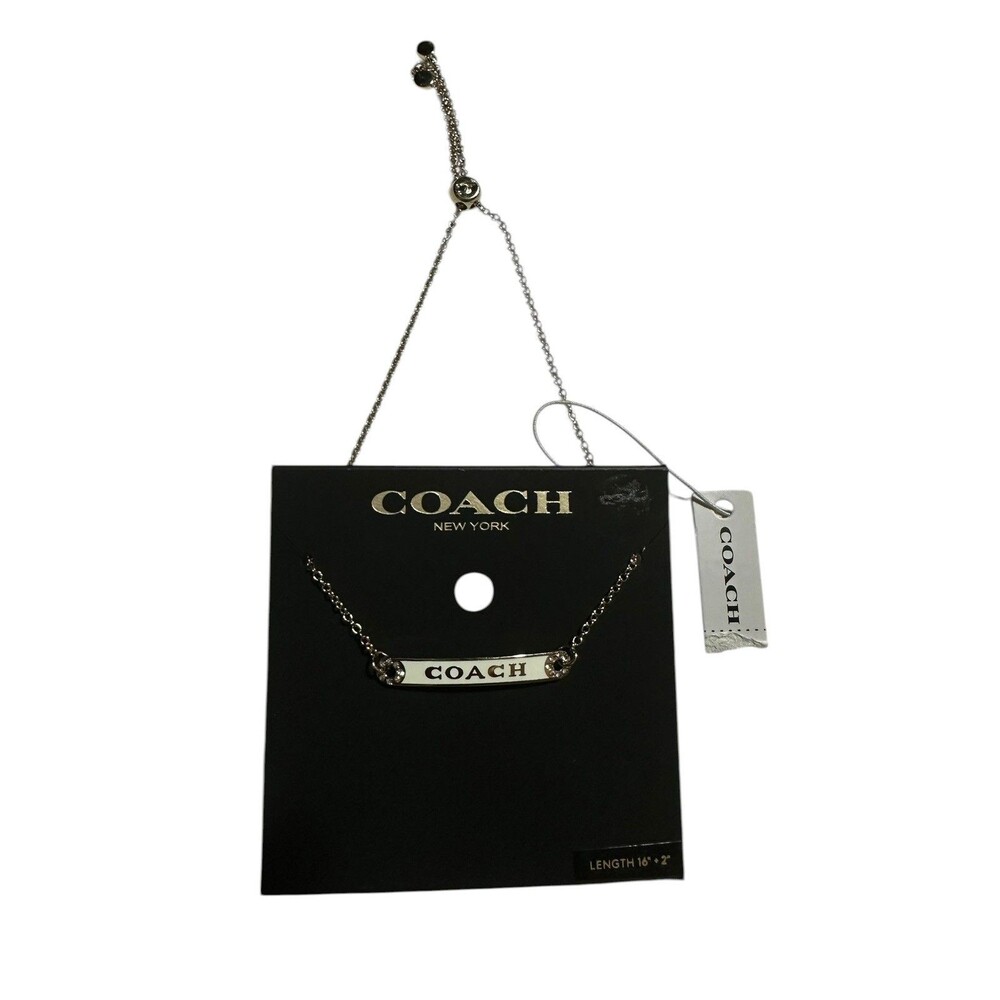 NWT COACH “Coach Logo” Gold Tone Crystals Bar Pendant bracelet adjustable